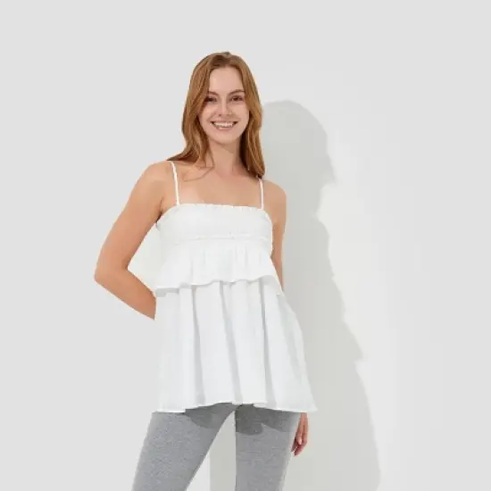 Women's Convertible Smocked Babydoll Top - Wild Fable&trade; White image {4}