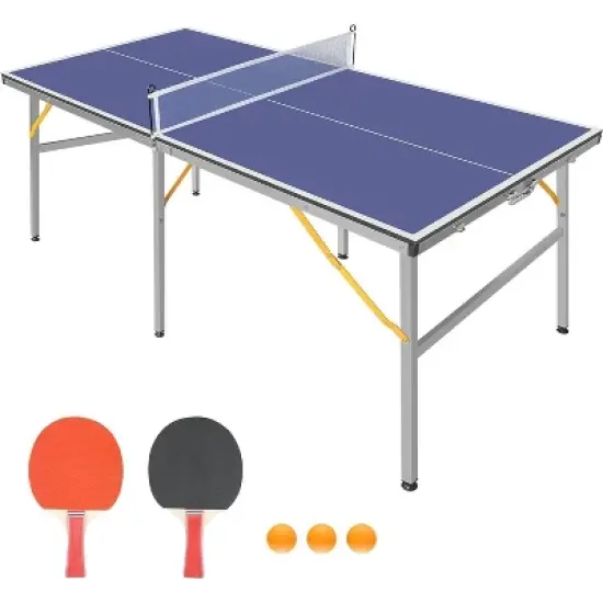 Table Tennis Table, Professional Ping Pong Table, 6&times;3 FT Foldable and Portable Ping Pong Table Set with Net, 2 Table Tennis Paddles and 3 Balls for image {7}