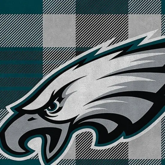NFL Philadelphia Eagles Plaid Steel Royal Plush Faux Shearling Blanket image {1}