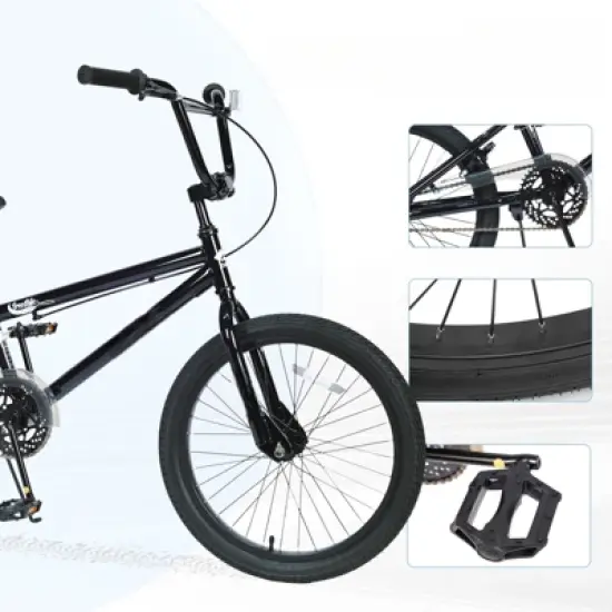 DSVIMOY Freestyle Kids Bike, 20 Inch Single Speed Children's Bicycle for Boys Girls Age 7+ Years, Black, 55.12"*25.2"*37" image {3}