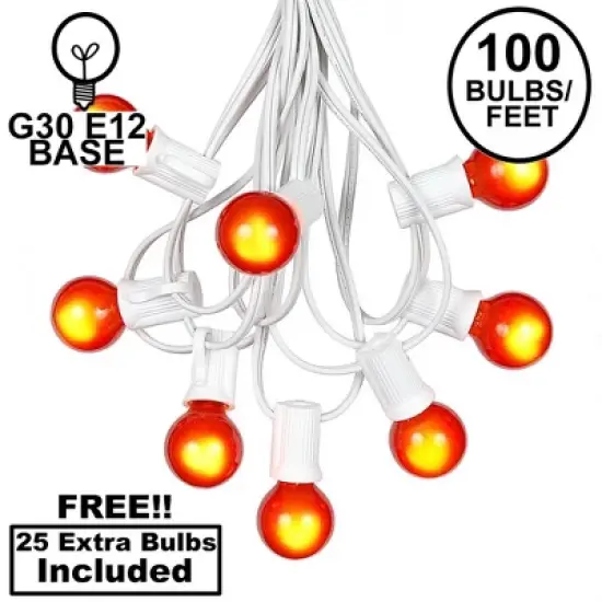 Novelty Lights 100 Feet G30 Globe Outdoor Patio String Lights, White Wire image {11}