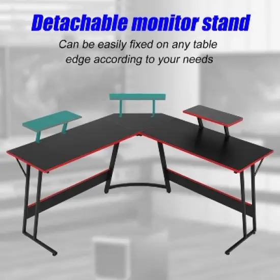 BestMassage 50 Inch L-Shaped Gaming Desk Computer Desk Office Desk with Large Monitor Stand Corner PC Gaming Desk for Home Office image {5}