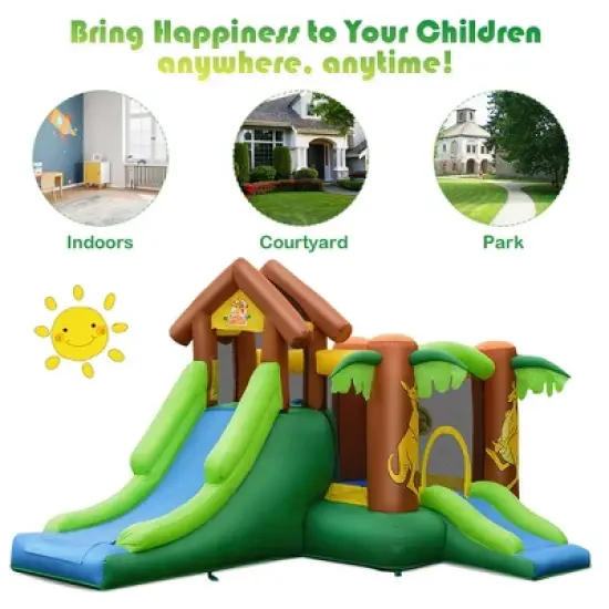 Costway Inflatable Jungle Bounce House Kids Dual Slide Jumping Castle Bouncer image {9}