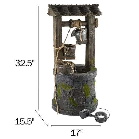 Nature Spring 4-Tier Wishing Well Outdoor Fountain With Cascading Waterfall - 32.5" image {2}