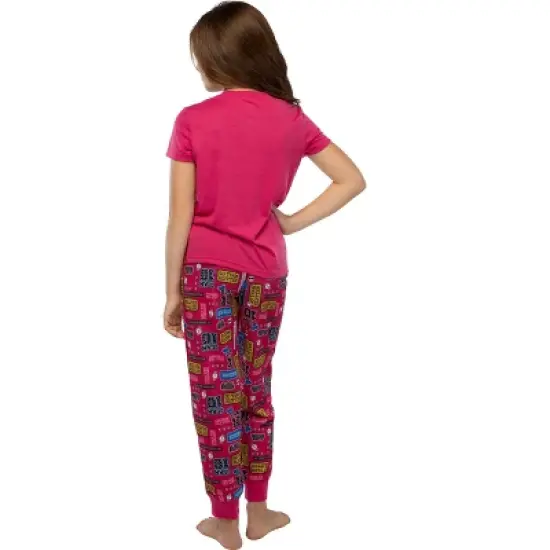 LOL Surprise! Girls Glam 10 Jogger Pants And Shirt Sleepwear 2 Piece Pajama Set Hot Pink image {3}