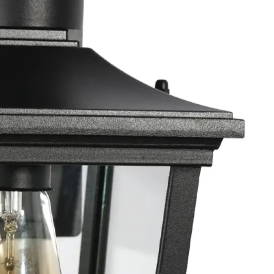 LNC 12" Metal/Glass Cage Modern Iron Outdoor Wall Light Matte Black: Waterproof, PIR Motion Sensor, Dusk to Dawn Photocell Control image {9}