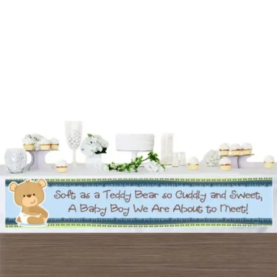 Big Dot of Happiness Boy Baby Teddy Bear - Baby Shower Decorations Party Banner image {2}