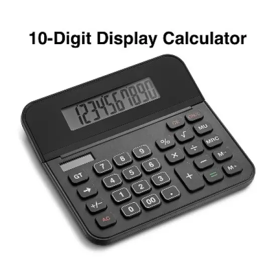 TRU RED Staples 10-Digit Battery/Solar Powered Basic Calculator Black (TR250/ST250-CC) image {1}