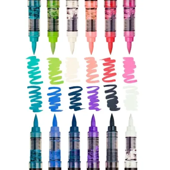 KINGART PRO Acrylic Paint Brush Pens 12 Lettering Colors image {2}