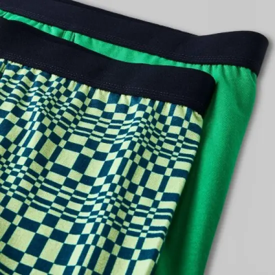 Men's Warped Check/Solid Boxer Briefs 2pk - Original Use&trade; Green image {3}