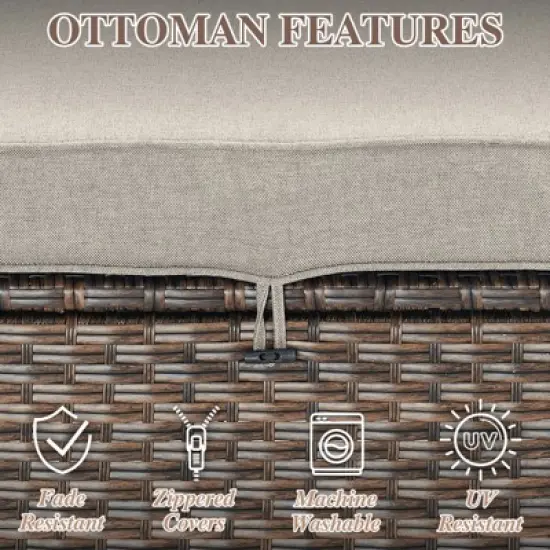 Gymojoy Wicker Ottomans Outdoor Wicker Footstool Set of 2 image {3}