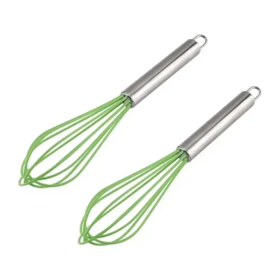 Unique Bargains Stainless Steel Kitchen Utensil Whisk 10" x 2" 2 Pcs image {6}