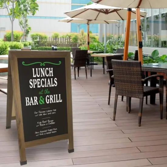 Excello Global Products Double-Sided 40x23 Heavy-Duty A-Frame Chalkboard Standing Sign,10 Chalk Markers, 40 Piece Stencils, Chalk and Eraser (Rustic) image {4}