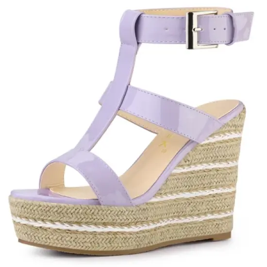 Allegra K Women's Espadrille Strappy Platform Wedges Sandals image {7}