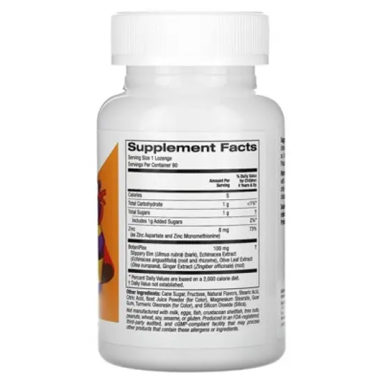 California Gold Nutrition Zinc Plus Lozenge For Children, Natural Tangerine, 90 Lozenges image {1}