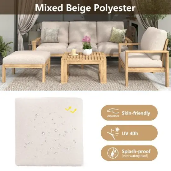 FIONECA 5-Piece Acacia Wood Outdoor Sectional Sofa Set with Cushions image {3}