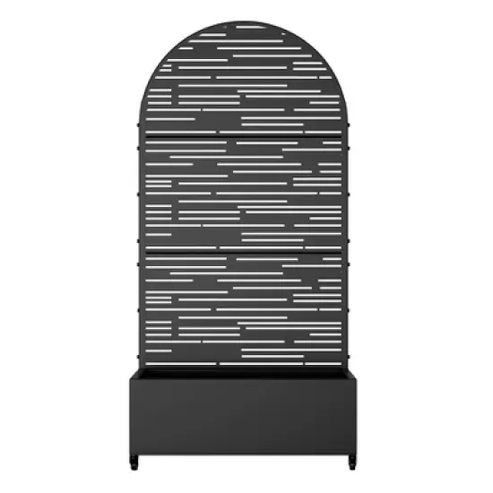 PexFix 72" x 35" Tall Wrought Iron Garden Arched Trellis with Planter Box Black Outdoor Plant Support for Climbing Flowers Vines Patio Yard Decor image {7}