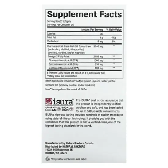 Natural Factors RxOmega-3 Ultra Strength, 60 Softgels (1,075 mg per Softgel) image {1}