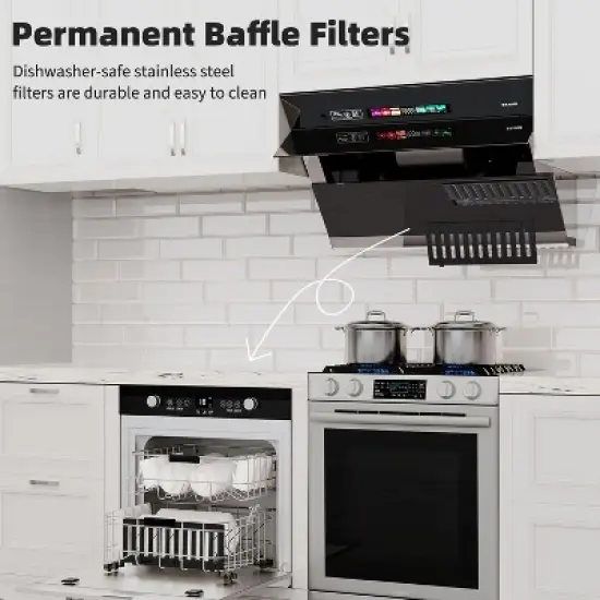 Cesicia 30-in Silver&Black 4-speed 900CFM Under Cabinet Range Hood image {2}