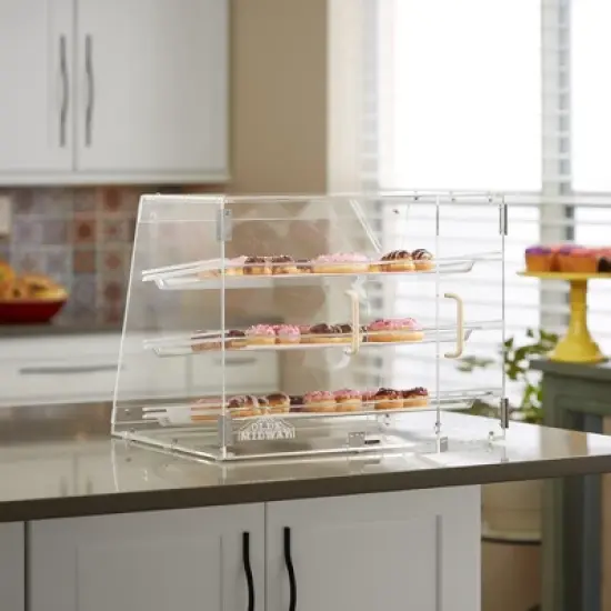 Olde Midway 3-Tier Acrylic Bakery Display Case with Trays image {2}