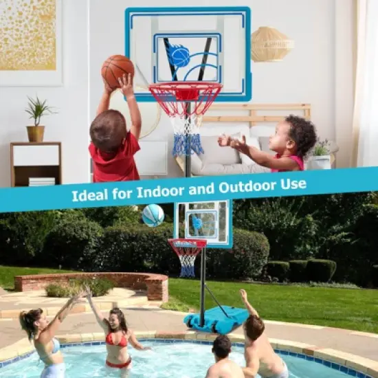 Safstar Pool Basketball Hoop 3.8-4.4 FT Adjustable Poolside Basketball Goal System image {9}