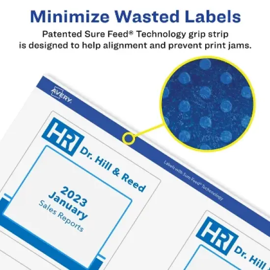 Avery Matte White Removable Square Labels with Sure Feed Technology, Print-to-the-Edge, 3" x 3" image {3}