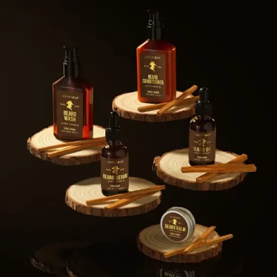 LOVERYMEN 9-Piece Ultimate Beard Care Kit: Beard Oil, Balm, Serum, Wash, Conditioner, Shears, Comb, Brush, & Beard Pen in Elegant Gift Box image {1}