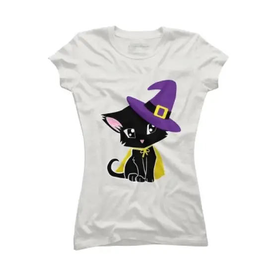 Junior's Design By Humans Halloween Cat By AdrianaOliveira T-Shirt image {8}