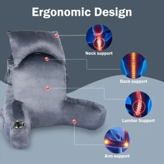 VAVSEA Reading Pillow Extra Large 31" Backrest Pillow with Arms Bed Rest Pillow image {6}