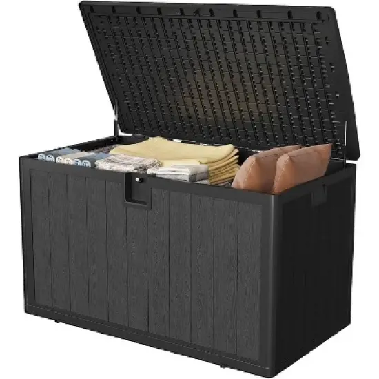 130 Gallon Large Resin Deck Box, Weatherproof Outdoor Storage Bin with Lid and Side Handles for Garden Pool , Patio Cushions, Backyard Furniture image {7}