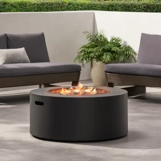 GDFStudio Jasmine Outdoor 40,000 BTU Circular Iron Fire Pit Table image {1}