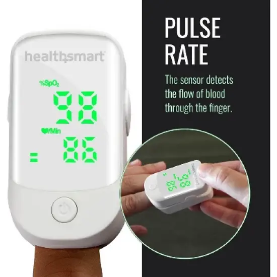 HealthSmart Pulse Oximeter for Fingertip That Displays Blood Oxygen Saturation Content, Pulse Rate and Pulse Bar with LED Display, Accurate and image {1}