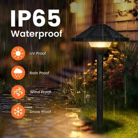 Gigalumi Black Plastic Solar LED Landscape Light , Warm White Waterproof Pathway Light 2-Pack image {2}