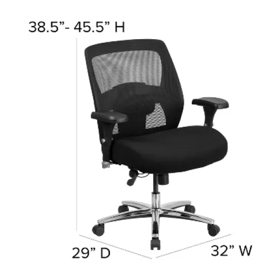 Flash Furniture HERCULES Series 24/7 Intensive Use Big & Tall 500 lb. Rated Black Mesh Executive Ergonomic Office Chair with Ratchet Back image {3}