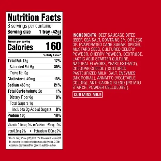 Cheddar Cheese & Beef Sausage Protein Pack Quick Bite - 4.5oz/3ct - Good & Gather&trade; image {4}