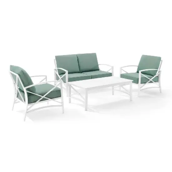 4pc Kaplan Outdoor Steel Conversation Set Mist/White - Crosley image {5}