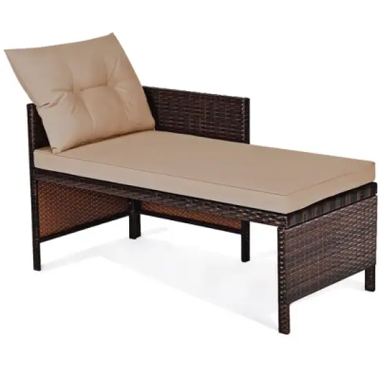 Costway 3PCS Patio Wicker Rattan Sofa Set Outdoor Sectional Conversation Set Garden Lawn Brown image {7}