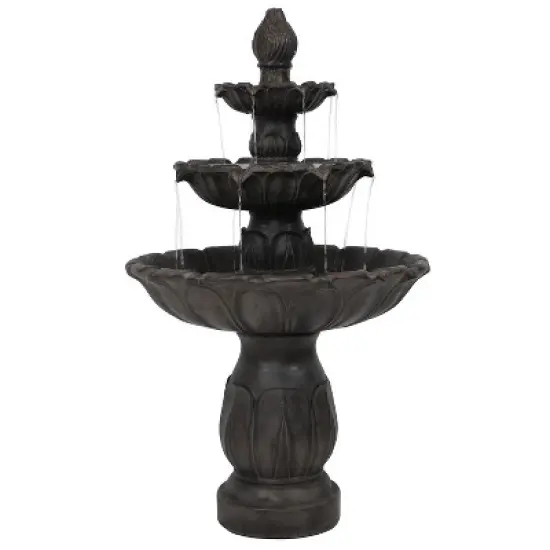 Sunnydaze 46"H Electric Polystone 3-Tier Classic Tulip Outdoor Water Fountain image {11}