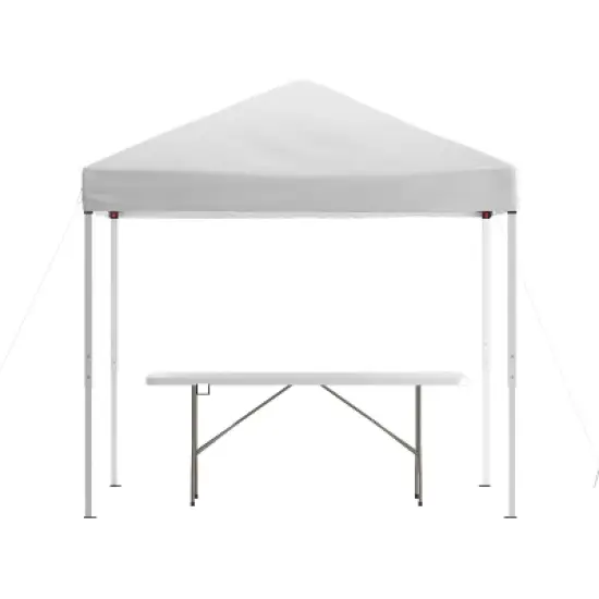 Emma and Oliver Outdoor Event/Tailgate Tent Set with Pop Up Event Canopy and Wheeled Case and Bi-Fold Table with Carrying Handle image {2}