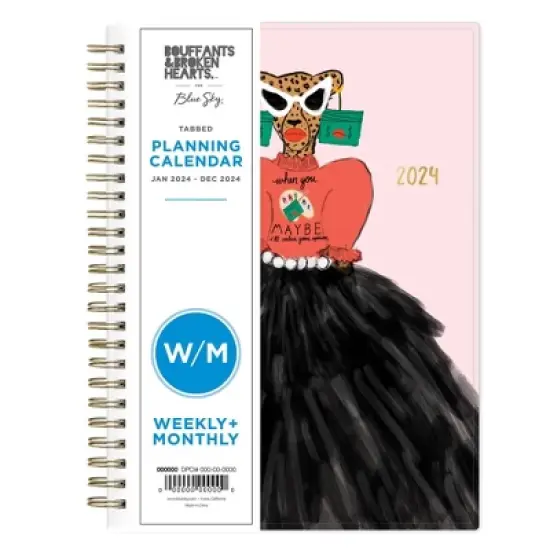 Blue Sky Bouffants and Broken Hearts 2024 Planner with Notes Pages 5.875"x8.625"  Weekly/Monthly Met Gala Cheetah image {2}