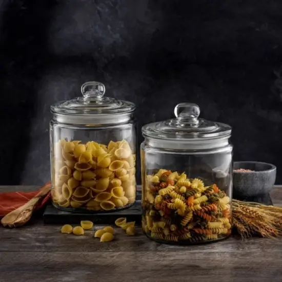 JoyFul Round Glass Cookie Jar with Airtight Lids - 67 oz Kitchen Containers Canister - Set of 2 image {6}