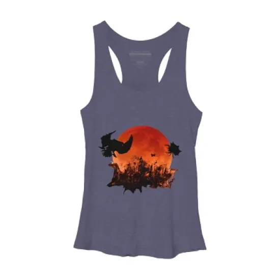 Women's Design By Humans Spooky Halloween Blood Moon Eclipse Ghostly Birds By KateLCardsNMore Racerback Tank Top image {7}