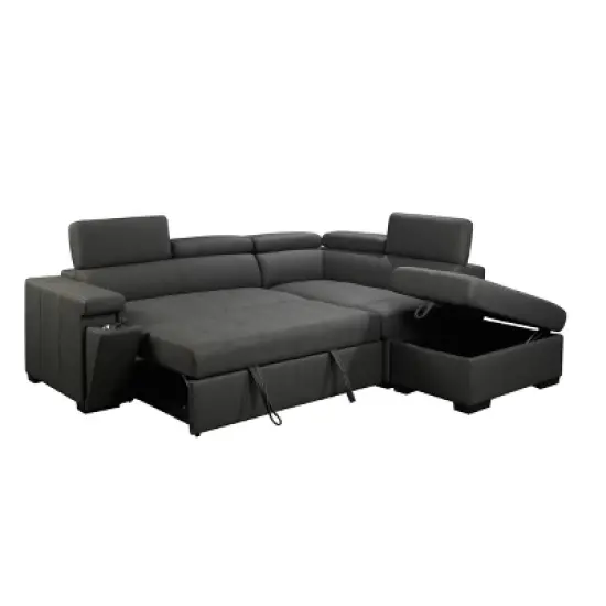 Mateo Stain Resistant Fabric Storage Sectional with Pullout Bed Gray - Abbyson Living image {6}