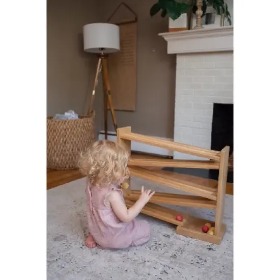 Remley Kids Wooden Ball Roller Racetrack - Balls included, Harvest Finish image {1}