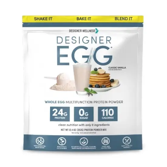 Designer Protein Egg Paleo and Keto Friendly Egg White & Yolk Protein Powder - Classic Vanilla - 12.4oz image {4}