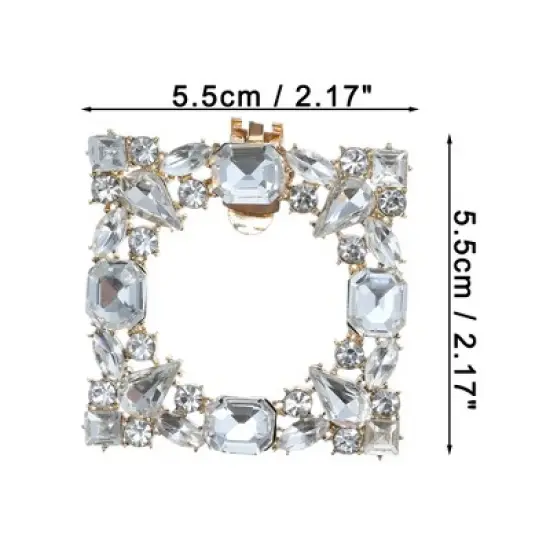 Unique Bargains Women's Rhinestone Shoe Buckle 2.17"x2.17" Gold Tone 2 Pcs image {1}