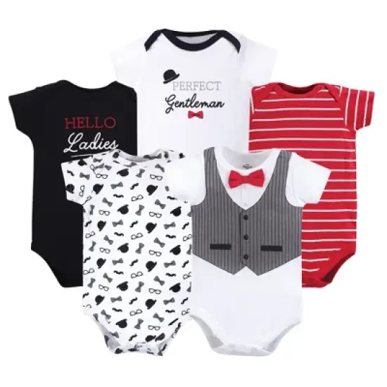 Little Treasure Baby Boy Cotton Bodysuits 5pk, Gentleman image {1}