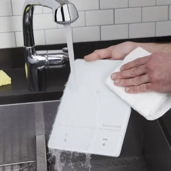 KitchenAid 11lb Waterproof Kitchen Digital Food Scale White: LED Display, Battery Powered, Coffee & Food Weight Scale image {2}