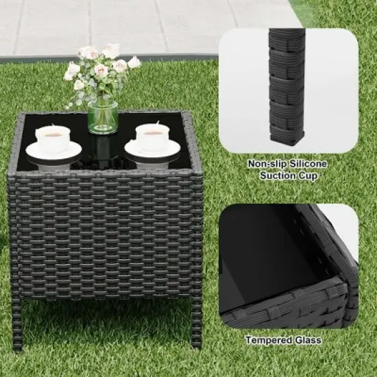 Patio Furniture Set 3 Pieces,Outdoor Patio Conversation Sets, PE Rattan Wicker Furniture Sets with 2 Chairs image {10}