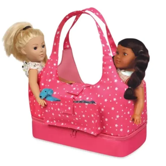 Badger Basket On-the-Go Doll Tote and Storage Bag - Pink Stars image {5}